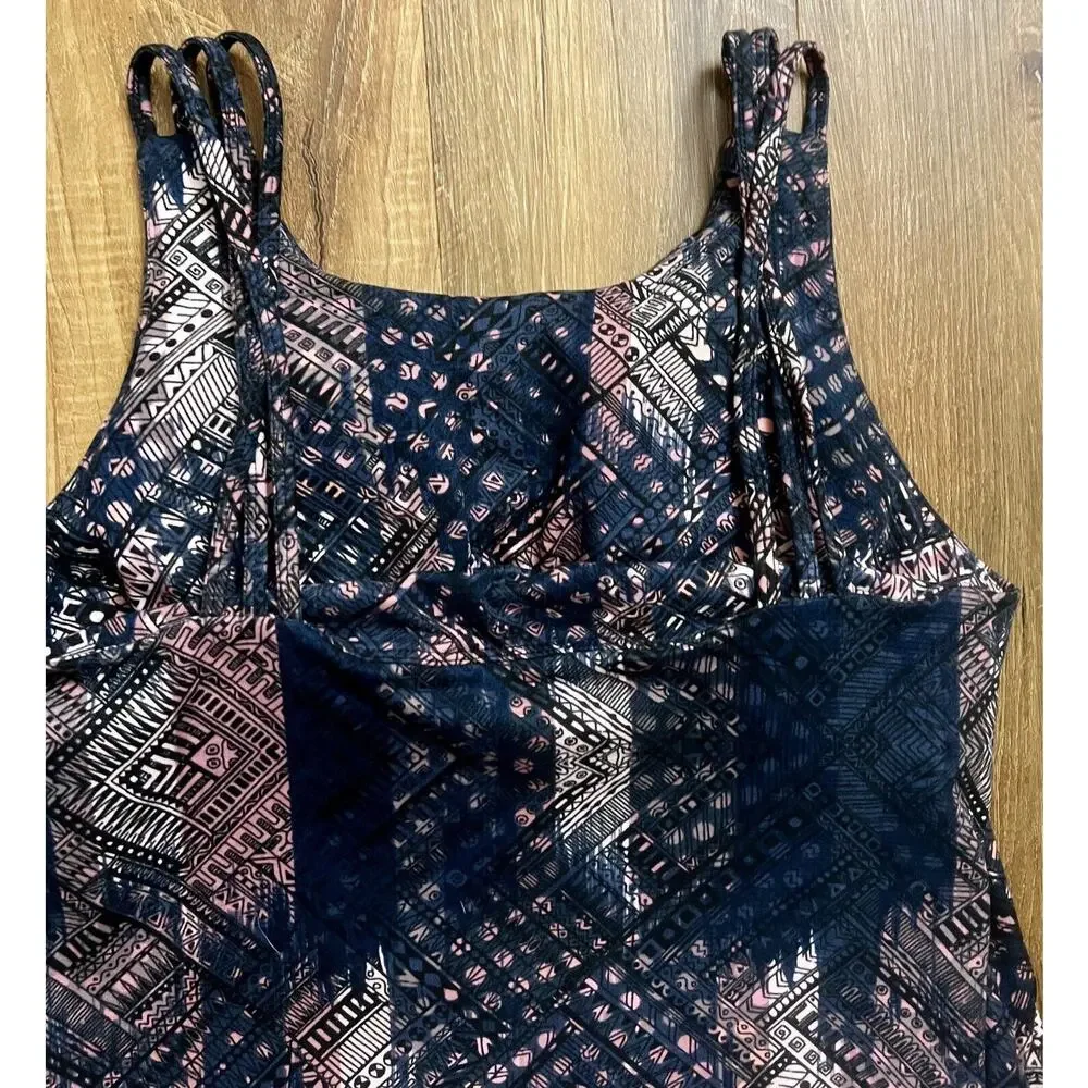 Kyodan Outdoor Leaf Print Mini Dress, Women's Size L‎ Navy Bra Built In Pockets
